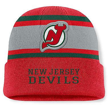 Men's Fanatics Red New Jersey Devils Heritage Varsity Cuffed Knit Hat
