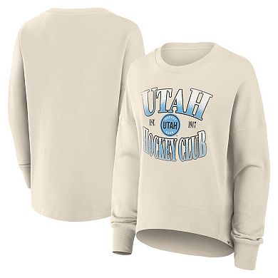 Women's Fanatics Cream Utah Hockey Club Oversized Slice Pullover Sweatshirt