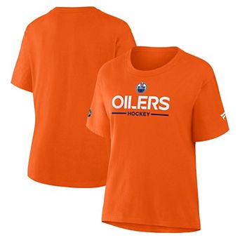 Women's Fanatics Orange Edmonton Oilers Authentic Pro Primary T-Shirt