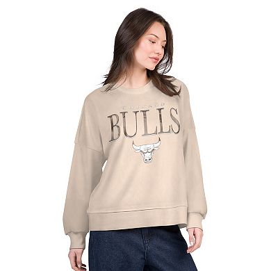 Women's G-III 4Her by Carl Banks Natural Chicago Bulls Oversized Vet II Sweatshirt