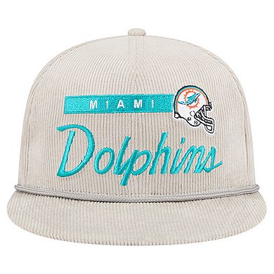 Men's New Era Gray Miami Dolphins Cord Rope Corduroy 9FIFTY Snapback Hat