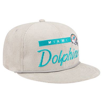 Men's New Era Gray Miami Dolphins Cord Rope Corduroy 9FIFTY Snapback Hat