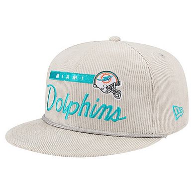 Men's New Era Gray Miami Dolphins Cord Rope Corduroy 9FIFTY Snapback Hat