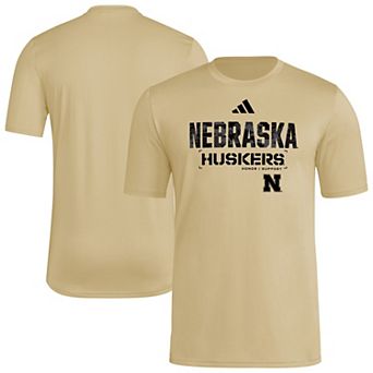 Men's adidas Natural Nebraska Huskers 2025 Military Appreciation Pre-Game AEROREADY T-Shirt