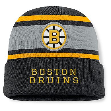 Men's Fanatics Black Boston Bruins Heritage Varsity Cuffed Knit Hat