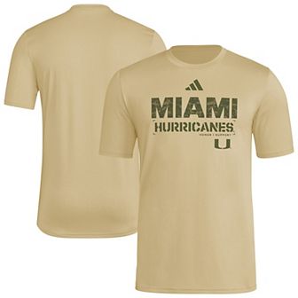 Men's adidas Natural Miami Hurricanes 2025 Military Appreciation Pre-Game AEROREADY T-Shirt
