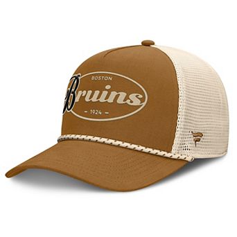 Men's Fanatics Brown/Cream Boston Bruins Heritage Fetch A-Frame Trucker Adjustable Hat