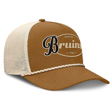Men's Fanatics Brown/Cream Boston Bruins Heritage Fetch A-Frame Trucker Adjustable Hat