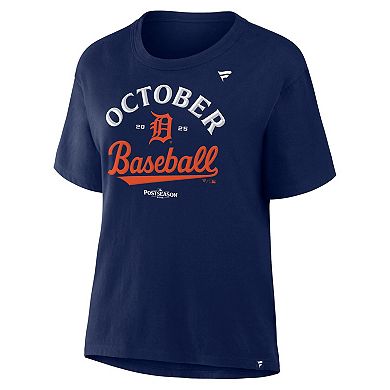 Women's Fanatics Navy Detroit Tigers 2025 MLB Postseason Locker Room T-Shirt