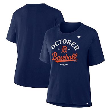 Women's Fanatics Navy Detroit Tigers 2025 MLB Postseason Locker Room T-Shirt