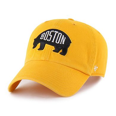 Men's '47 Gold Boston Bruins Core Logo Clean Up Adjustable Hat