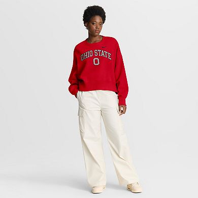 Women's Nike Scarlet Ohio State Buckeyes Oversized Phoenix Arch Pullover Sweatshirt