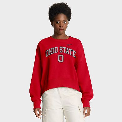 Women's Nike Scarlet Ohio State Buckeyes Oversized Phoenix Arch Pullover Sweatshirt