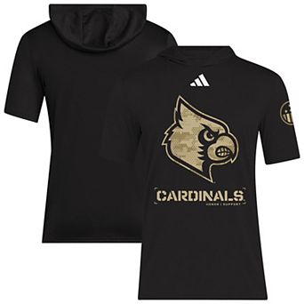 Men's adidas Black Louisville Cardinals 2025 Military Appreciation AEROREADY Hooded T-Shirt