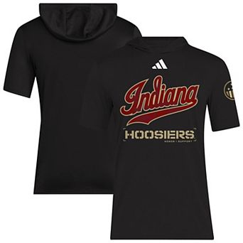 Men's adidas Black Indiana Hoosiers 2025 Military Appreciation AEROREADY Hooded T-Shirt