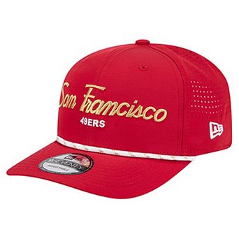 Men's New Era Scarlet San Francisco 49ers Script 9SEVENTY Adjustable Hat