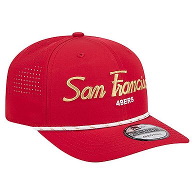 Men's New Era Scarlet San Francisco 49ers Script 9SEVENTY Adjustable Hat