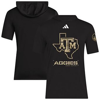 Men's adidas Black Texas A&M Aggies 2025 Military Appreciation AEROREADY Hooded T-Shirt