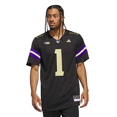 Men's adidas #1 Black Washington Huskies Premier Strategy Jersey
