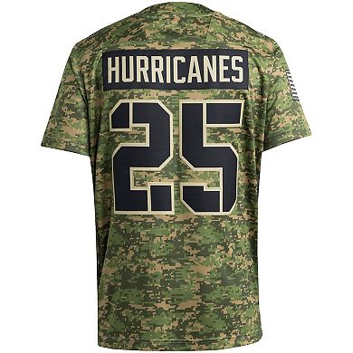 Men's adidas #25 Camo Miami Hurricanes Honor & Support Premier Strategy Jersey
