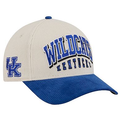 Men's New Era Royal/Cream Kentucky Wildcats Arch Two-Tone Corduroy 9FORTY A-Frame Adjustable Hat