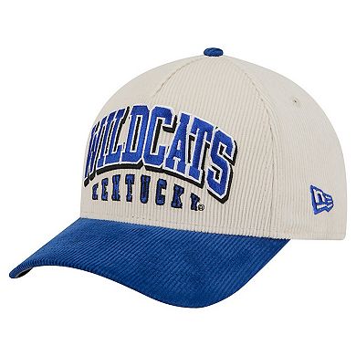 Men's New Era Royal/Cream Kentucky Wildcats Arch Two-Tone Corduroy 9FORTY A-Frame Adjustable Hat