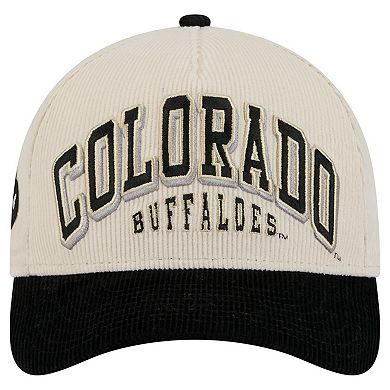 Men's New Era Black/Cream Colorado Buffaloes Arch Two-Tone Corduroy 9FORTY A-Frame Adjustable Hat