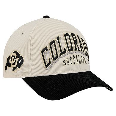 Men's New Era Black/Cream Colorado Buffaloes Arch Two-Tone Corduroy 9FORTY A-Frame Adjustable Hat