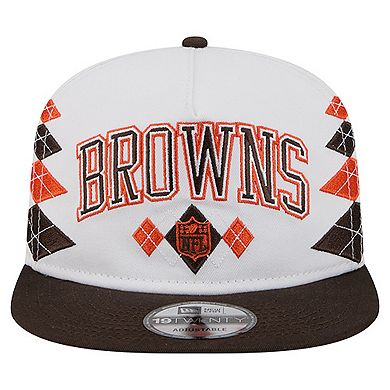 Men's New Era White Cleveland Browns Argyle 19TWENTY Adjustable Hat