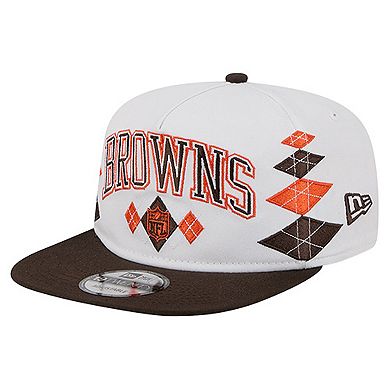 Men's New Era White Cleveland Browns Argyle 19TWENTY Adjustable Hat