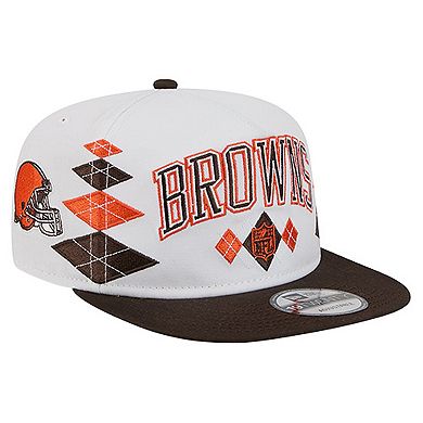 Men's New Era White Cleveland Browns Argyle 19TWENTY Adjustable Hat