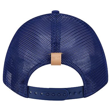 Men's New Era Stone/Royal Los Angeles Dodgers Text A-Frame Trucker 9FORTY Hat