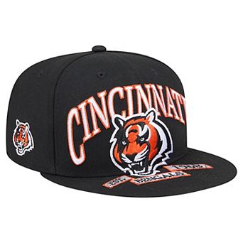 Men's New Era Black Cincinnati Bengals Head Oversized 59FIFTY Fitted Hat