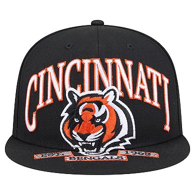 Men's New Era Black Cincinnati Bengals Head Oversized 59FIFTY Fitted Hat