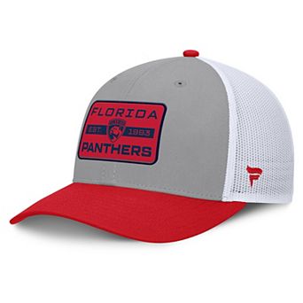 Men's Fanatics Gray/Red Florida Panthers Fundamental Adapt Trucker Adjustable Hat