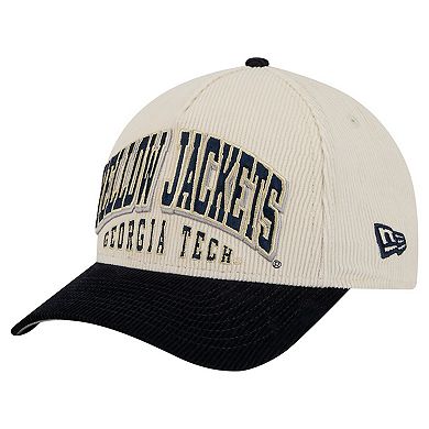 Men's New Era Navy/Cream Georgia Tech Yellow Jackets Arch Two-Tone Corduroy 9FORTY A-Frame Adjustable Hat