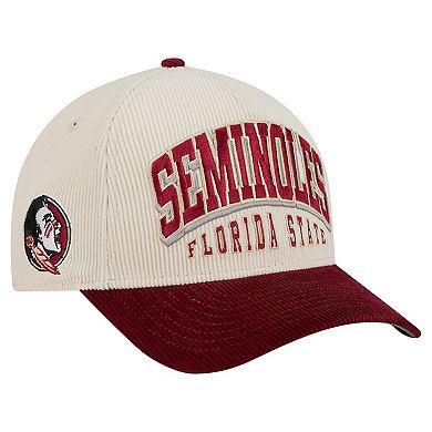 Men's New Era Garnet/Cream Florida State Seminoles Arch Two-Tone Corduroy 9FORTY A-Frame Adjustable Hat