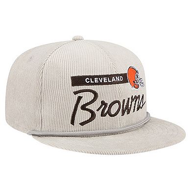Men's New Era Gray Cleveland Browns Cord Rope Corduroy 9FIFTY Snapback Hat