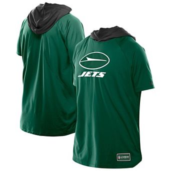 Men's New Era Green New York Jets Combine Authentic Hooded Raglan Short-Sleeve T-Shirt