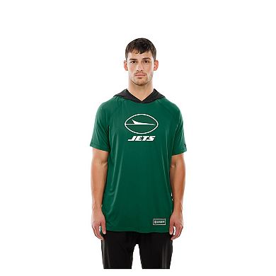 Men's New Era Green New York Jets Combine Authentic Hooded Raglan Short-Sleeve T-Shirt