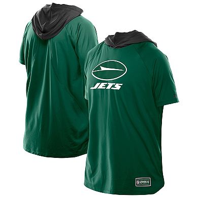 Men's New Era Green New York Jets Combine Authentic Hooded Raglan Short-Sleeve T-Shirt
