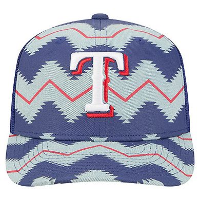 Men's New Era Denim/Royal Texas Rangers Aztec Denim 9SEVENTY Adjustable Hat