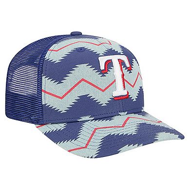 Men's New Era Denim/Royal Texas Rangers Aztec Denim 9SEVENTY Adjustable Hat