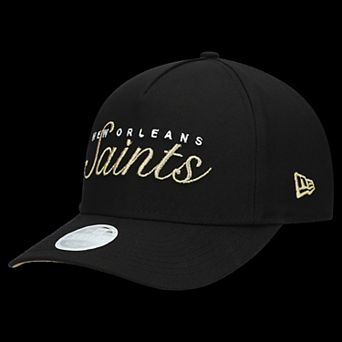 Women's New Era Black New Orleans Saints Metallic 9FORTY M-Crown A-Frame Adjustable Hat