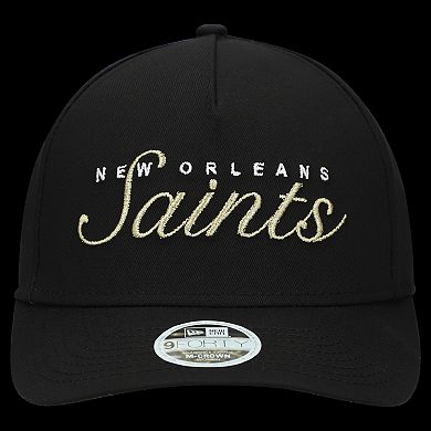 Women's New Era Black New Orleans Saints Metallic 9FORTY M-Crown A-Frame Adjustable Hat
