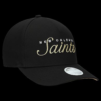 Women's New Era Black New Orleans Saints Metallic 9FORTY M-Crown A-Frame Adjustable Hat