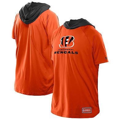 Men's New Era Orange Cincinnati Bengals Combine Authentic Hooded Raglan Short-Sleeve T-Shirt