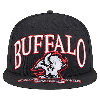 Men's New Era Black Buffalo Sabres Oversized Vintage Arch 59Fifty Fitted Hat