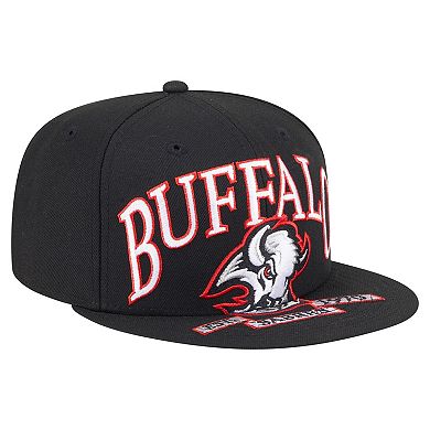 Men's New Era Black Buffalo Sabres Oversized Vintage Arch 59Fifty Fitted Hat