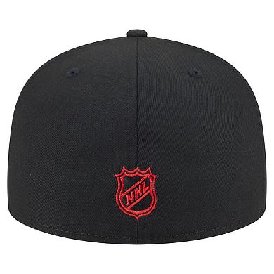 Men's New Era Black Buffalo Sabres Oversized Vintage Arch 59Fifty Fitted Hat